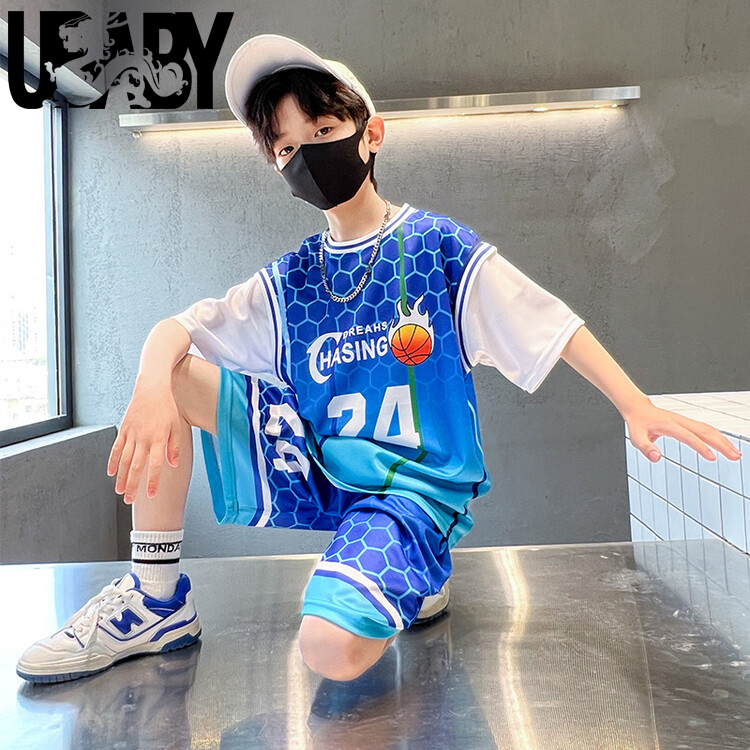 Бренд UBABY tide, баскетбольная форма для корейских мальчиков, новинка 2025 года, летний быстросохнущий спортивный костюм, шорты с короткими рукавами, джерси