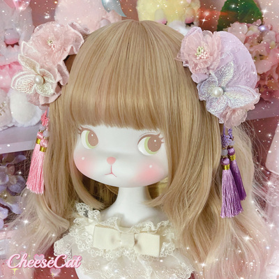 taobao agent 【芝士猫手作】原创国风少女上海doll春丽lolita小物头饰边夹发包