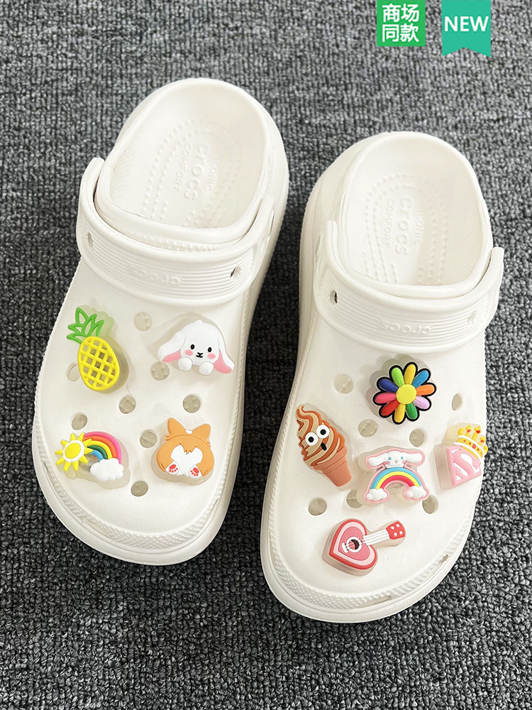 Новая обувь crocs с цветочной пряжкой и отверстиями, аксессуары для украшения обуви, подлинный мультфильм Carlo Chi, трехмерный светодиодный мигающий свет Zhibixing