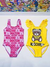 2023 New Children's Printed Little Bear One Piece Girl Swimsuit Cartoon Swimsuit Girl Swimsuit One Piece Baby Tide