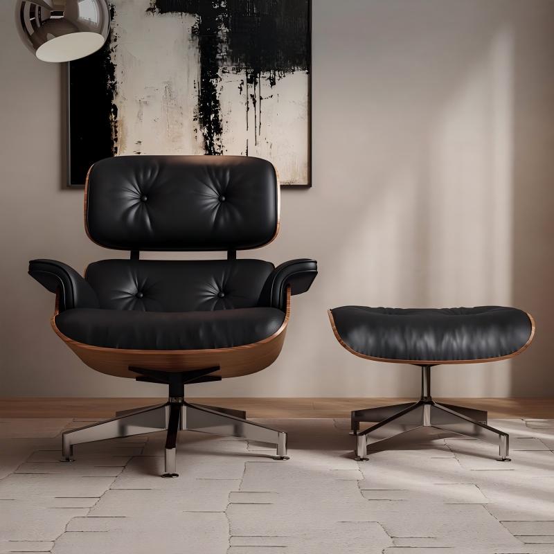 Кресло Eames с откидывающейся спинкой, кожаный диван-кресло, одноместный ленивый стул, гостиная Eames, офисный кабинет, вращающееся кресло для отдыха