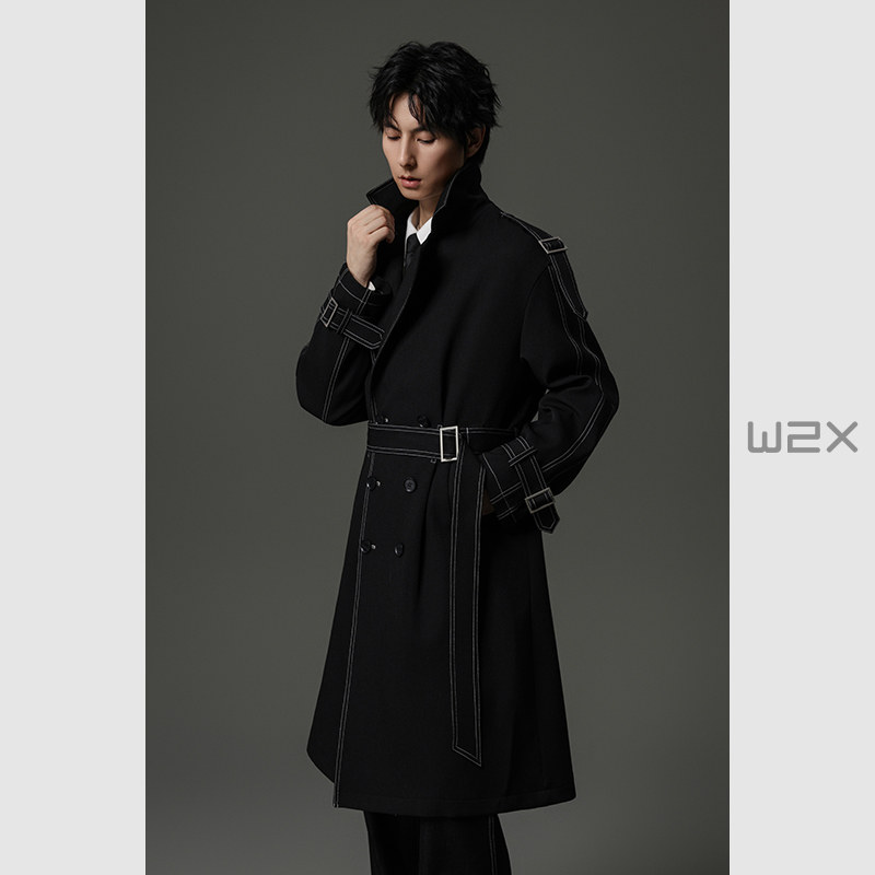 w2x2025 осенняя новая ветровка из плотной драпировки Ming series line design sense, мужская высококачественная куртка средней длины