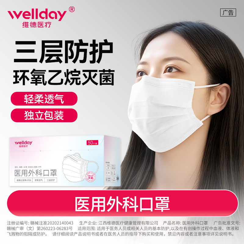 Медицинская хирургическая маска Weide Medical независимая трехслойная защитная маска для стерилизации, легкий дышащий летний солнцезащитный крем