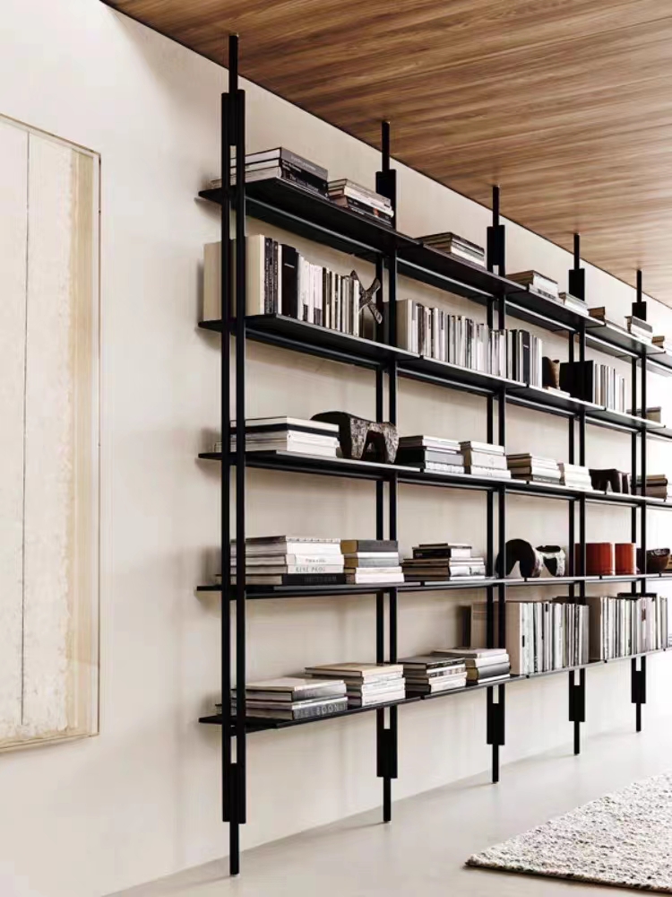 Стоящие на земле книжные полки во всю стену, книжные стеллажи, офисные стеллажи для хранения в стиле лофт, минималистичные книжные шкафы, стеллажи для витрин