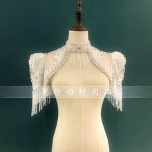 Spring and Autumn Tassels Korean style Women's Pearl Wedding Dress Shawl Heavy Industry