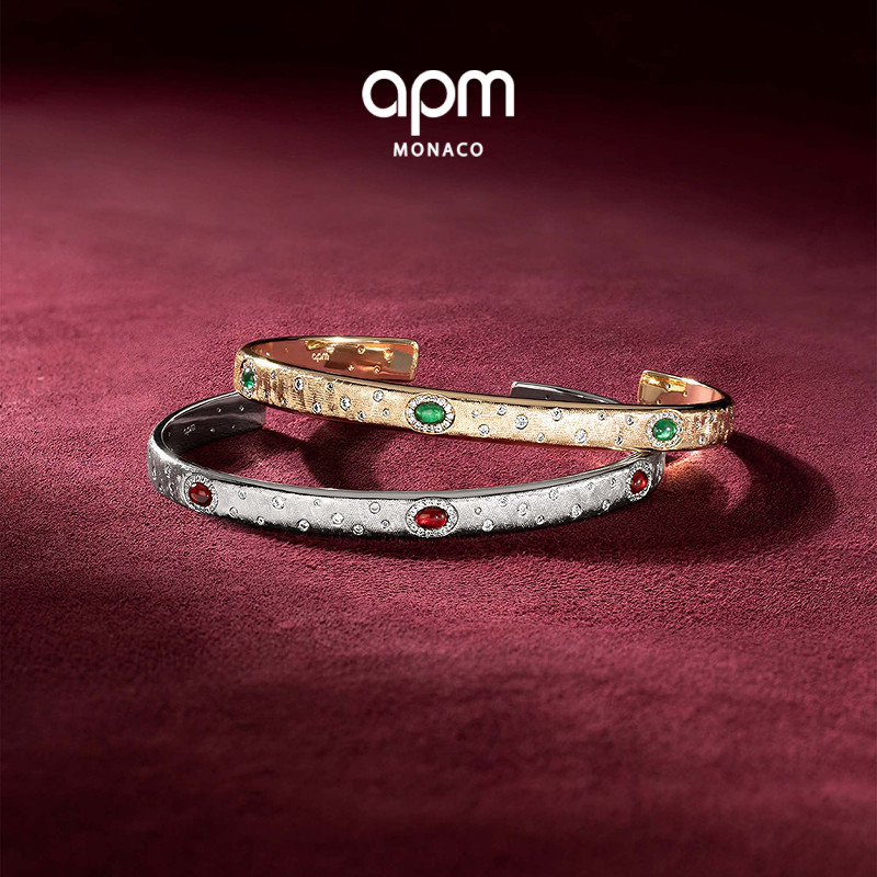 [Тот же новый продукт Ян Цзы] APM Monaco Wine Ruby Les Cabochons, открытый браслет, блестящий подарок
