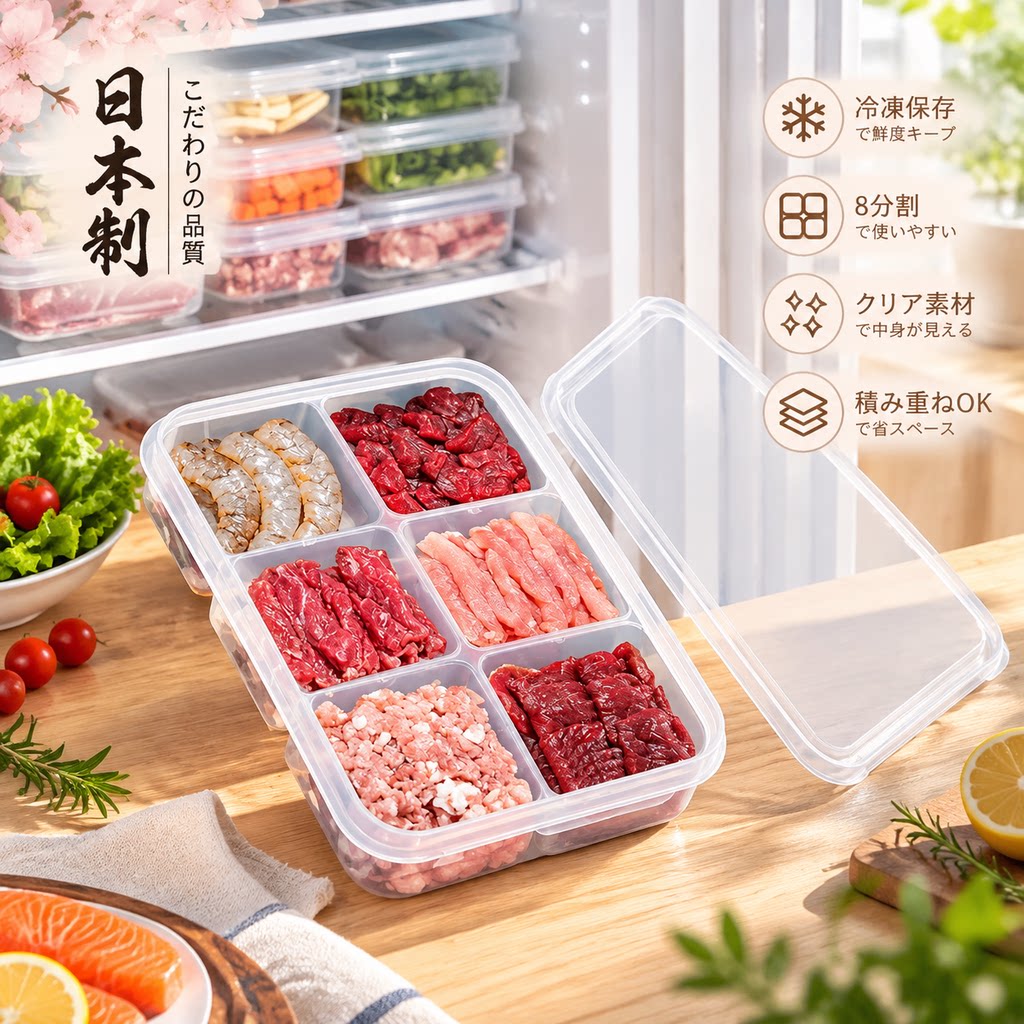Японская оригинальная коробка для хранения замороженного мяса в холодильнике, предназначенная для хранения замороженных продуктов, специальная коробка для упаковки продуктов в свежем виде, отделочный артефакт
