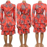 2020African Plus size fashion long sleeped women cake dress