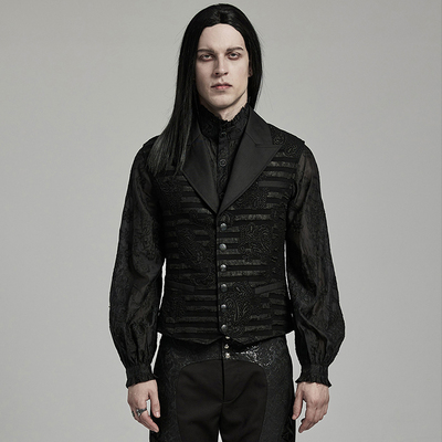 taobao agent ╋魔叹╋ PUNKRAVE蒸汽朋克哥特GOTHIC暗条纹提花男士马甲 WY1621