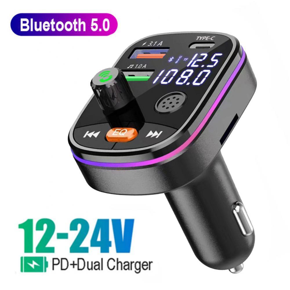 Новый автомобильный Bluetooth MP3 с портом TYPE-C для зарядки PD 3.1A автомобильный FM-передатчик с двойным дисплеем напряжения батареи