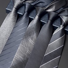 FADEYI Hand Tie Men's Business Dress Wedding Groom Professional Work Dark Grey Black Fashion Zipper