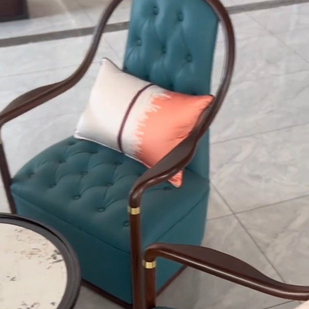 Настраиваемая дизайнерская мебель, новый китайский стиль из эбенового дерева, одноместный диван для отдыха из массива дерева и стул, комбинированный офис из трех частей