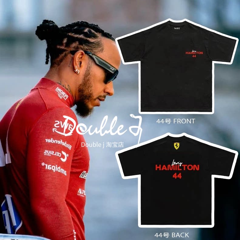 Гоночная футболка Формулы-1 Ferrari Hamilton Leclerc driver signature fan с короткими рукавами для мужчин и женщин в одном стиле