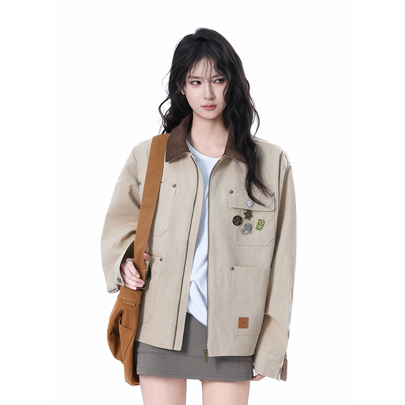 джинсовая куртка со значком в стиле американского ретро kk soul, парный дизайн, нейтральный стиль, свободная куртка с лацканами