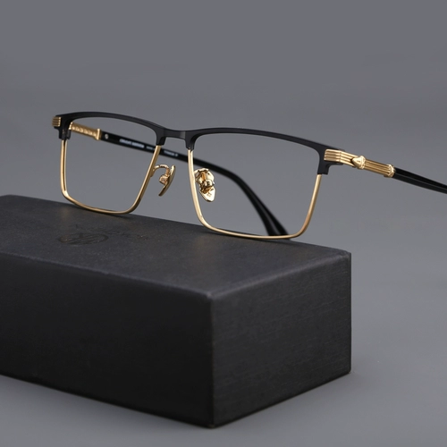 Мудюанские брови полуфалочные очки мужская миопия Ультра -светлая чистого титана ретро Большой рамка лица может быть масштабирование и анти -летучие световые линзы