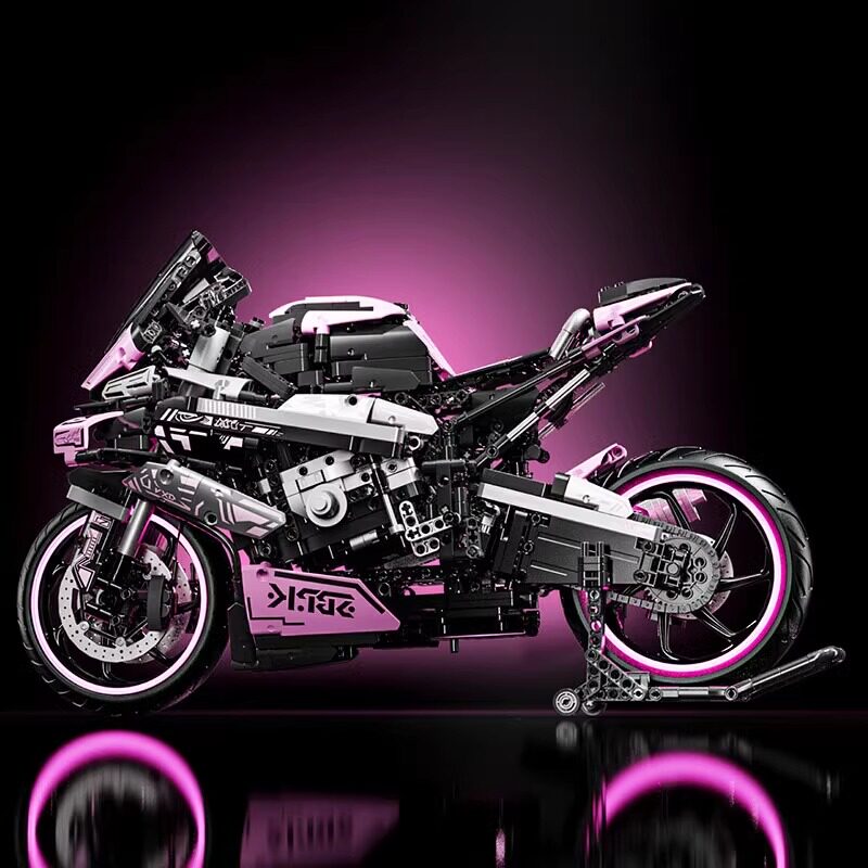 Немецкий розовый мотоцикл BMW строительные блоки M1000R механическая группа модель сборки подарок на день рождения игрушка для мальчика