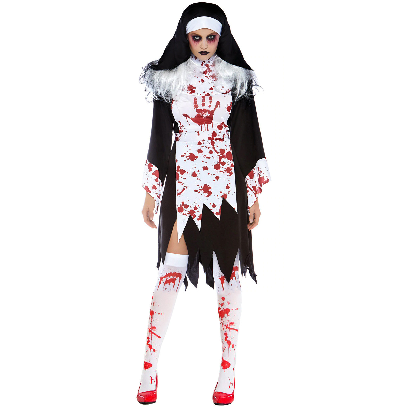 Halloween cosplay vampire zombie nun costumeHalloween cos nun costume