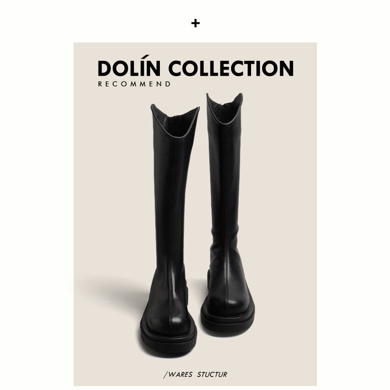 Коллекция Dolin-черные ботинки Martin на толстой подошве M, новинка 2026 года, очень красивые тонкие рыцарские сапоги с длинными рукавами