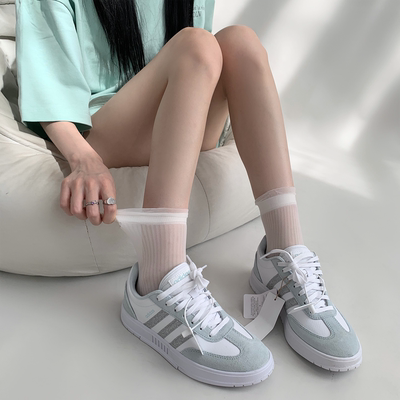 taobao agent 夜间教习室网纱袜子女秋季中筒白色透气花边袜薄款纯色少女短筒袜