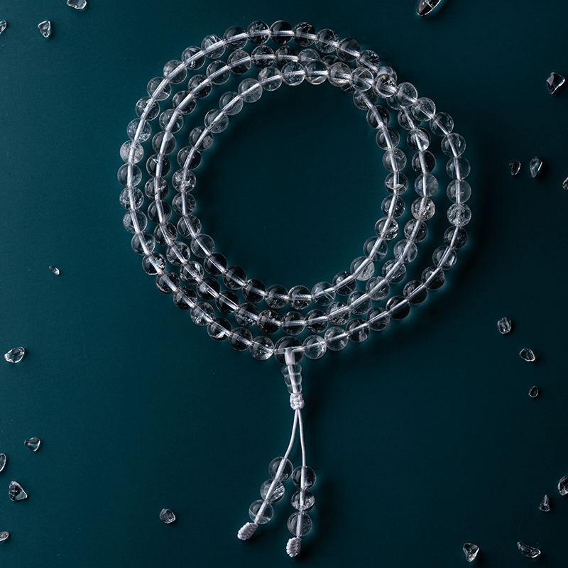 Цзинлянь Ватиканская пыль 6мм-10мм Гималайские белые кристаллы сделано в Непале 108 бусин Четки Бесплатная доставка SF