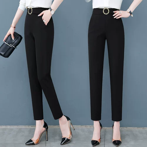 Приталенные штаны для отдыха, высокая талия, свободный прямой крой