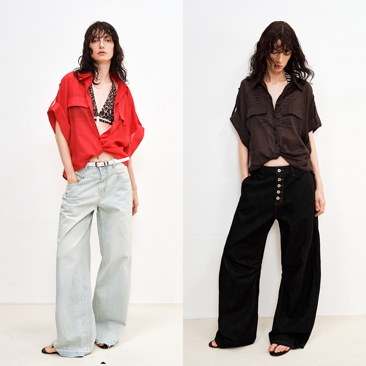 3RD Ramie Knot Hem Short-Sleeve Shirt - Lightweight and Sheer Silhouette