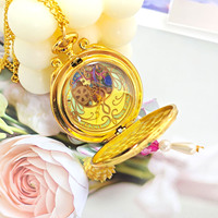 Fashionable Retro Shixi Princess Pocket Watch Accessories Necklace Pendant Watch Simple Student Flip Cover Gift Quartz Watch