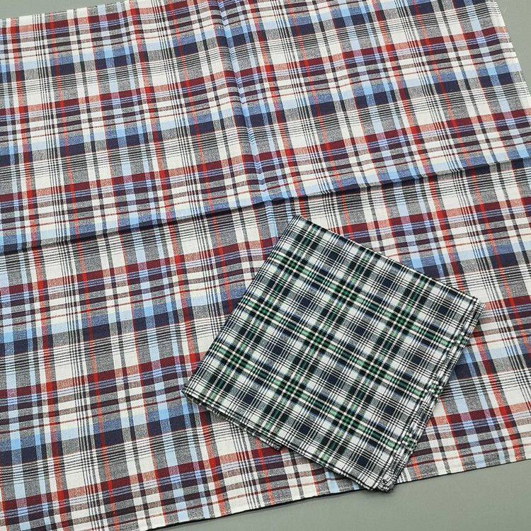 Men's thin pure cotton handkerchief, soft and absorbent, all-cotton plaid square scarf, women's portable artistic retro handkerchief.