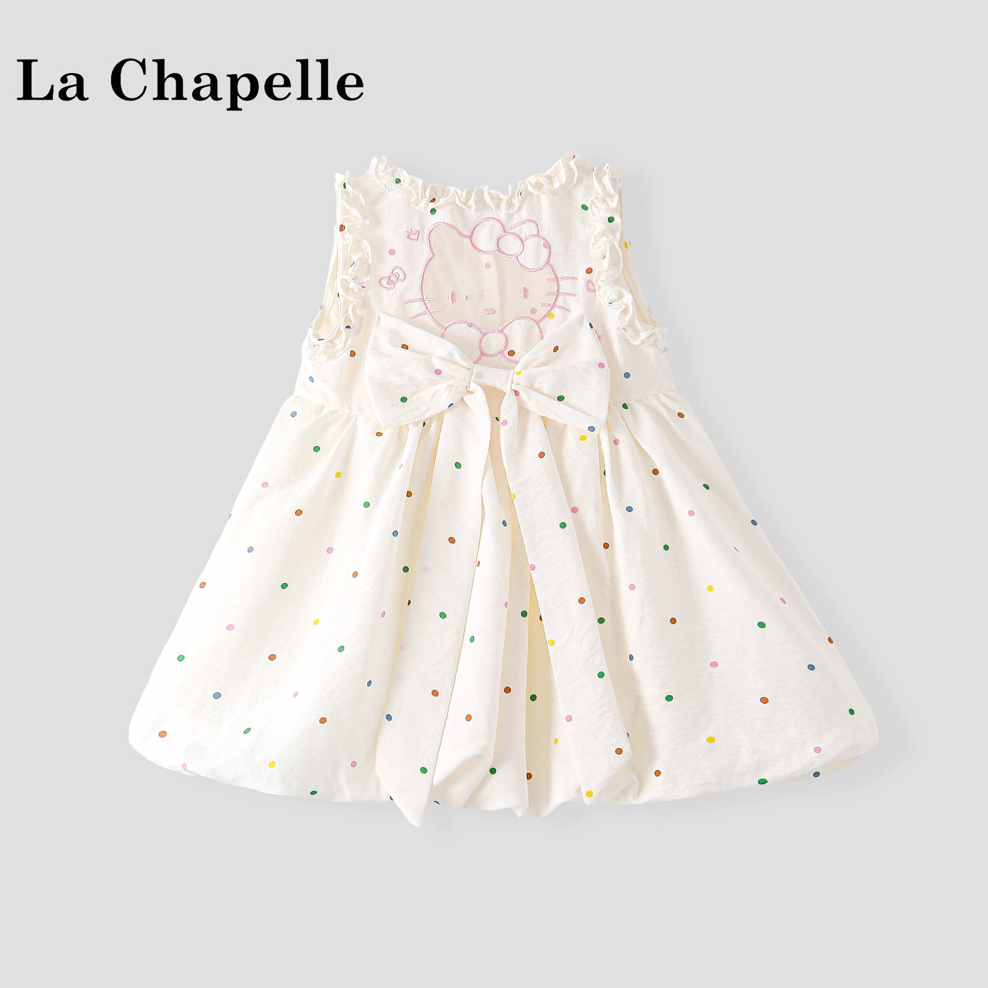 Летнее милое платье-жилет для девочек La Chapelle, модное детское платье без рукавов в горошек, платье принцессы для больших детей
