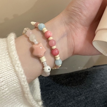 Macaron color small elephant ceramic beaded bracelet for women's summer niche design, best friend bracelet, dopamine bracelet