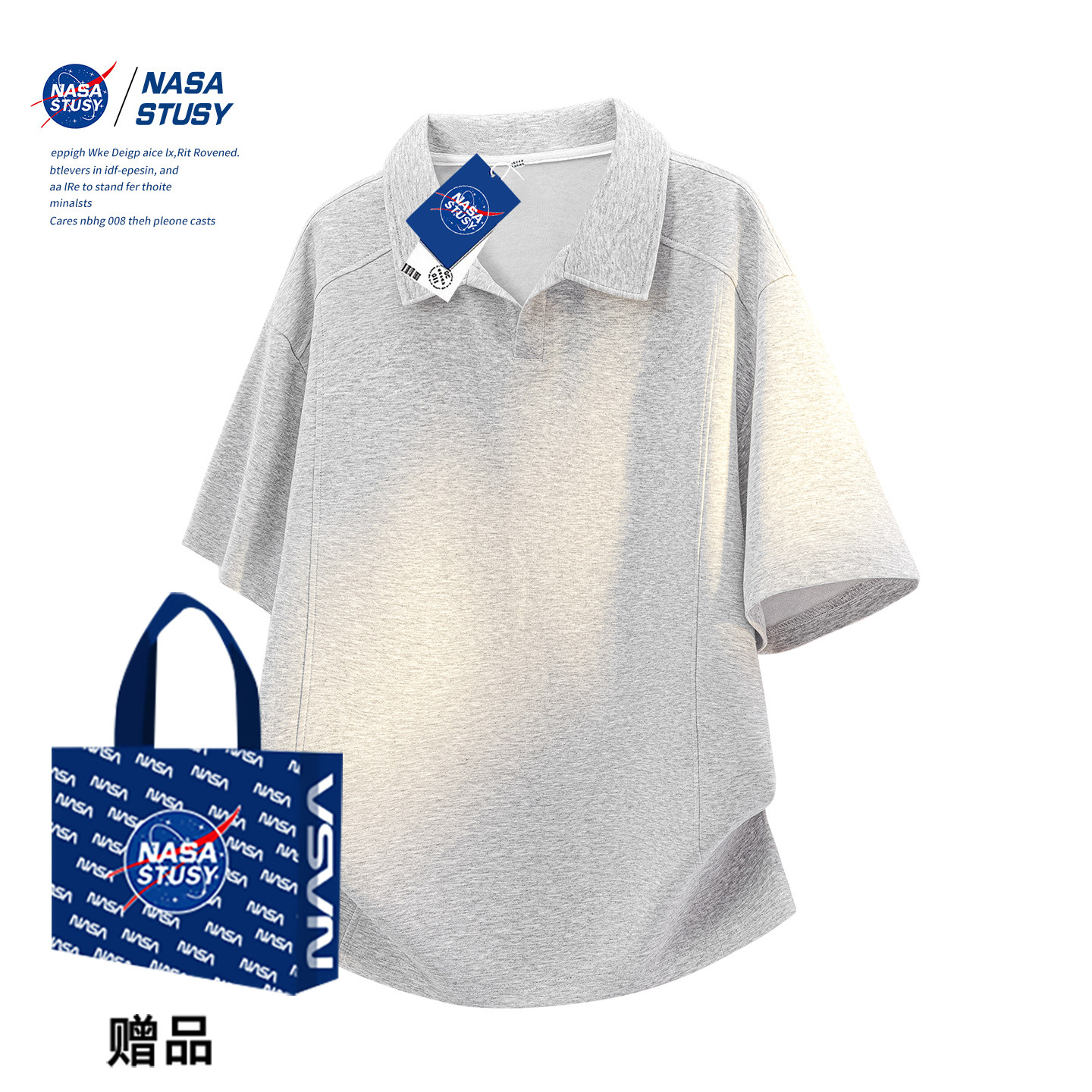 NASA STUSY American high street 2026 новая летняя мужская пара tide брендовая мужская футболка-поло с короткими рукавами