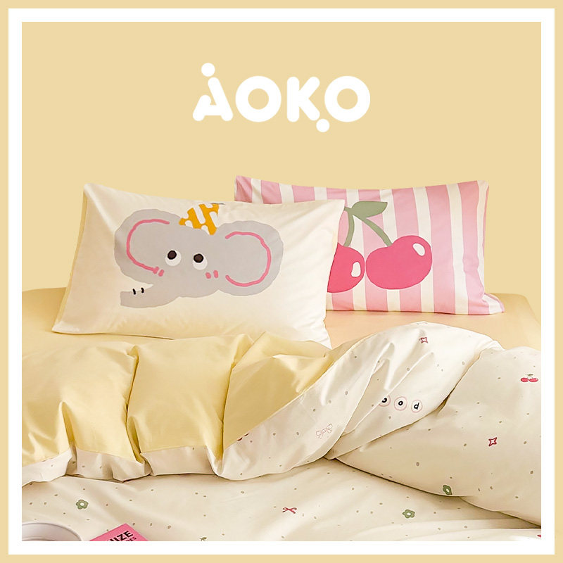 Южная Корея AOKO новое хлопчатобумажное полотенце с принтом, вышитый комплект из четырех предметов, постельное белье со сладким слоненком, стеганое одеяло, простыня, постельное белье