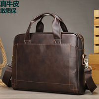 Men's business handbag genuine leather briefcase cowhide shoulder bag crossbody bag backpack waterproof large capacity computer bag