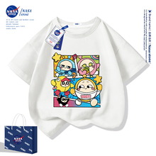 NASA Egg Party T-shirt Children's Short sleeved 2024 New Western Summer Pure Cotton Girls Half sleeved Girls' Summer Dress