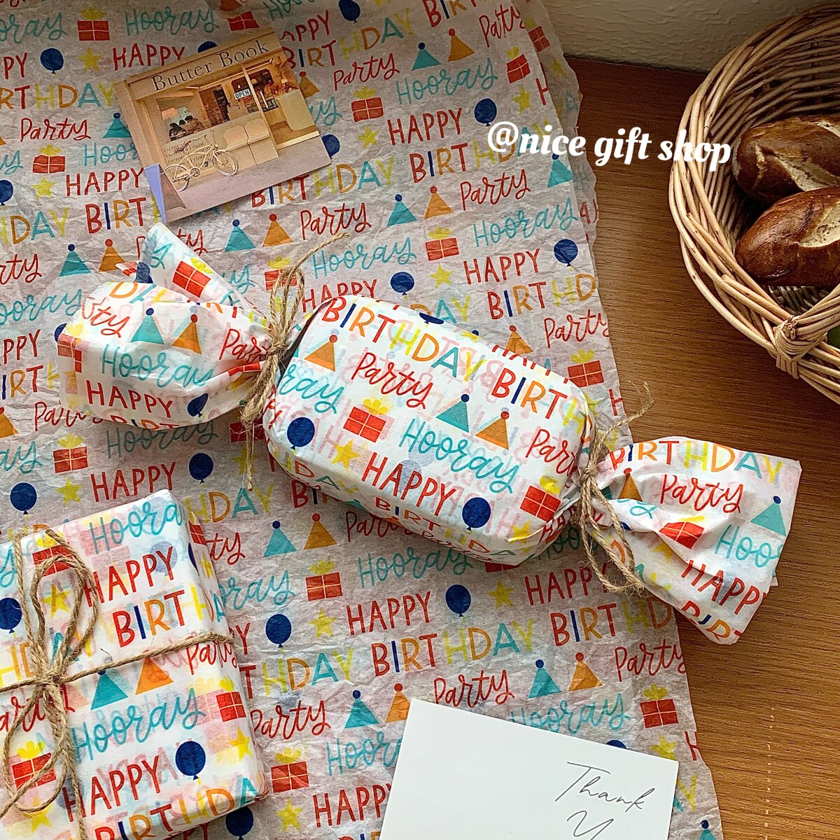 Оберточная бумага Happy birthday с односторонней печатью happy bir...