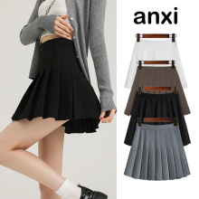 Anxi Black Pleated Skirt Women's Summer 2024 New High Waist Slim Half Skirt Small Short Skirt A-line Skirt