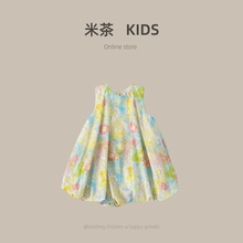 Korean Girls' Dress Summer 2024 New Children's Skirt Little Girl Internet Red Princess Skirt Baby Sleeveless Skirt