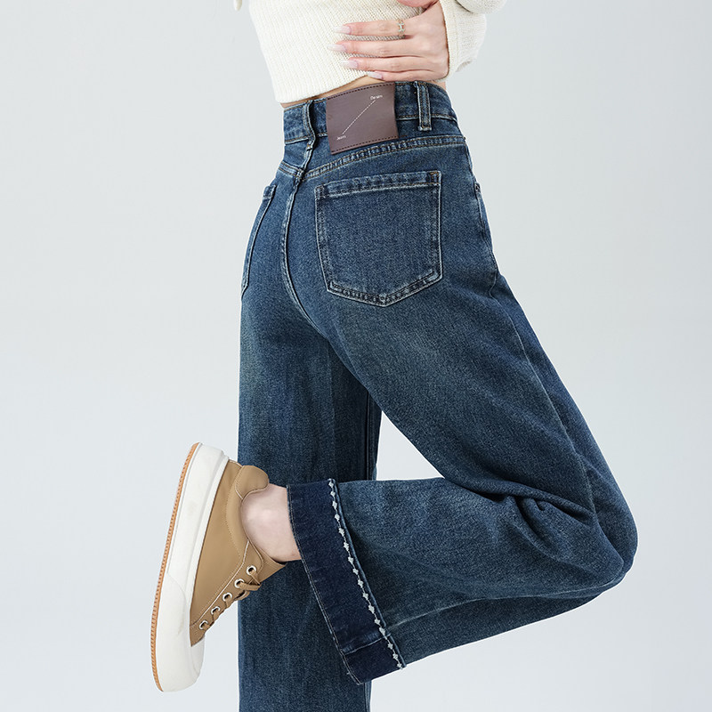 Jeans for women 2026 new spring wide leg cigarette tube stretch fit super good-looking narrow version super popular small stature