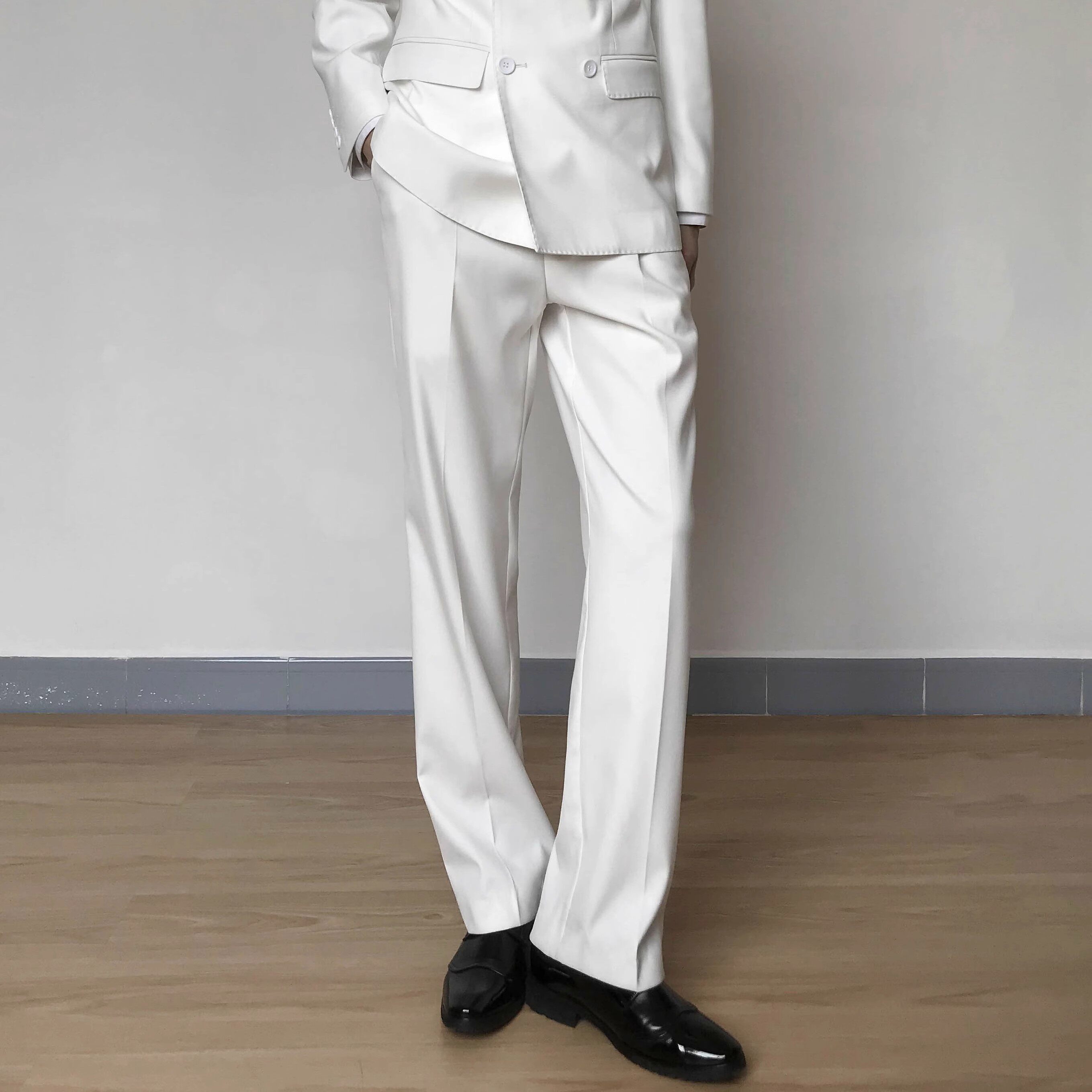 униформные брюки dk non-iron drape sense, белые брюки, мужские высококачественные прямые брюки унисекс, повседневные свободные костюмные брюки