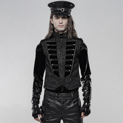 taobao agent ╋魔叹╋ PUNK RAVE 哥特GOTHIC军装帅气平绒拼提花男马甲 WY1238
