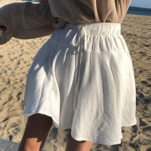 White high waisted A-line skirt half skirt for women's summer 2024 new elastic small figure slimming versatile fluffy short skirt