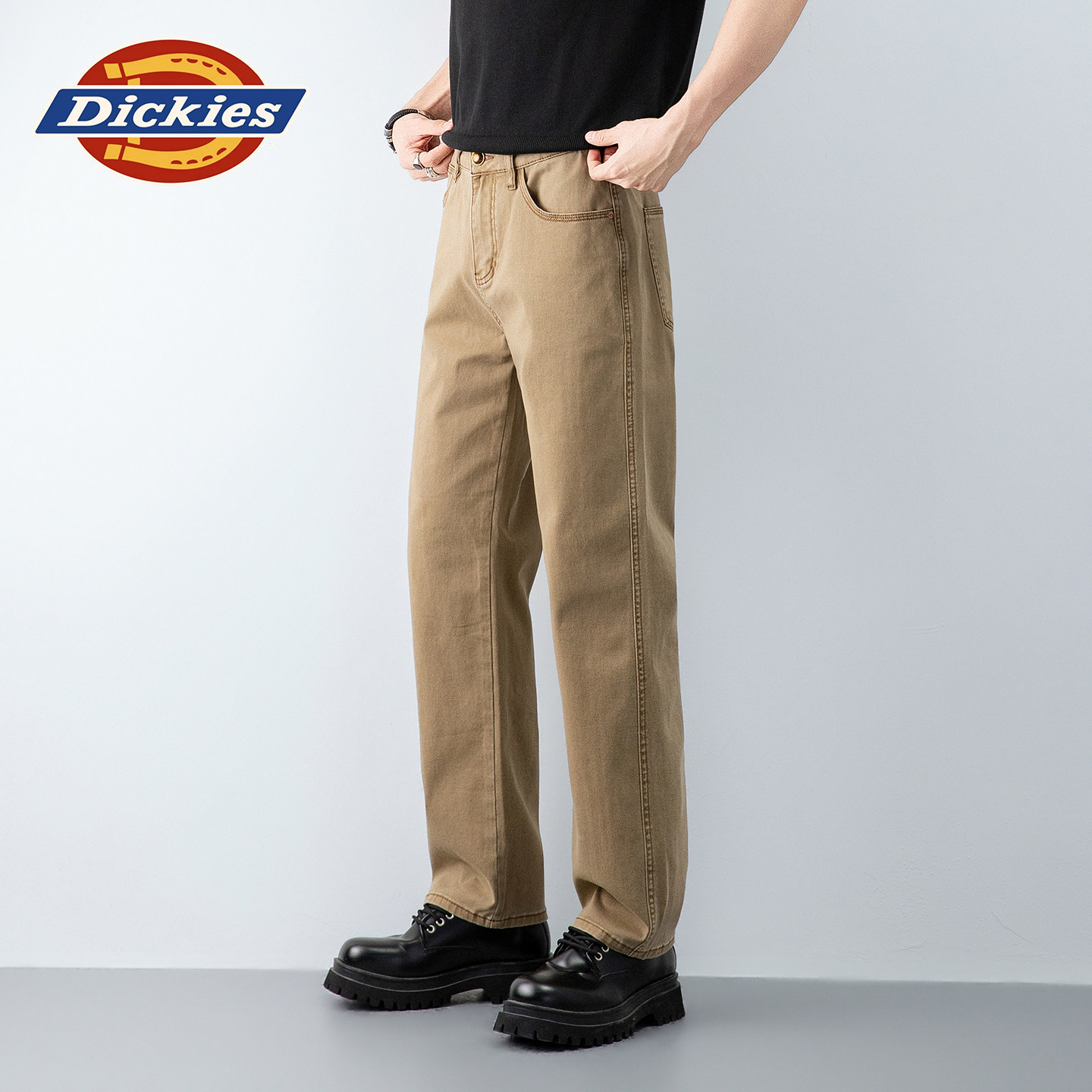 Американские высококачественные прямые джинсы цвета хаки Dickies, мужские свободные повседневные стрейчевые брюки с широкими штанинами в стиле ретро