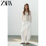 ZARA2026, новинка ранней осени, женский полупрозрачный кружевной топ с длинными рукавами и воротником-стойкой, 5039836 712