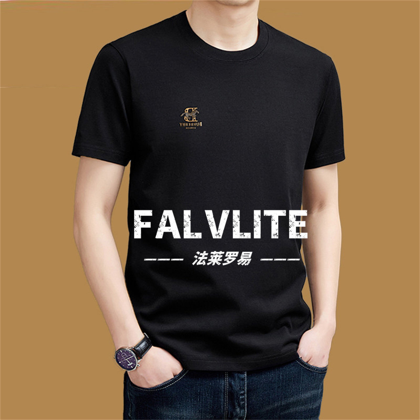 Cotton short sleeved T-shirt men's 2026 summer new high-end breathable casual loose round neck half sleeved T-shirt top