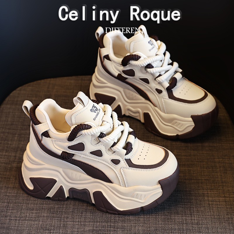 Женская обувь daddy shoes из кожаной сетки на толстой подошве; новинка 2026 года; сезон весна-осень; модная женская обувь muffin; усиливает повседневный универсальный тренд