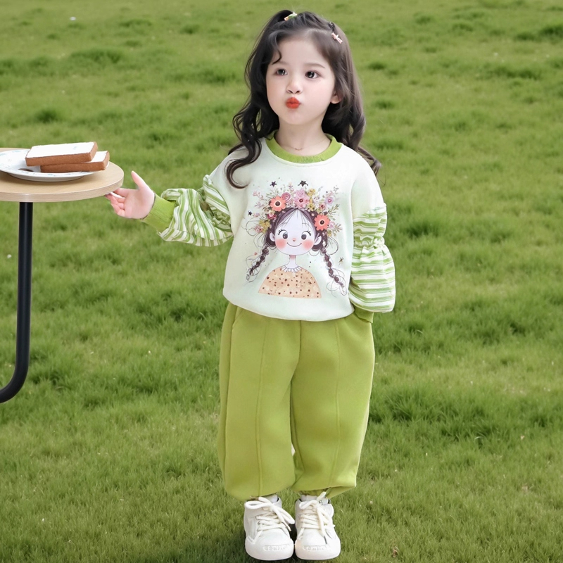 Костюмы для девочек в корейском стиле; коллекция 2025 года; сезон весна-осень; новая детская весенняя одежда в западном стиле; повседневные свитера для маленьких девочек; одежда для маленьких девочек