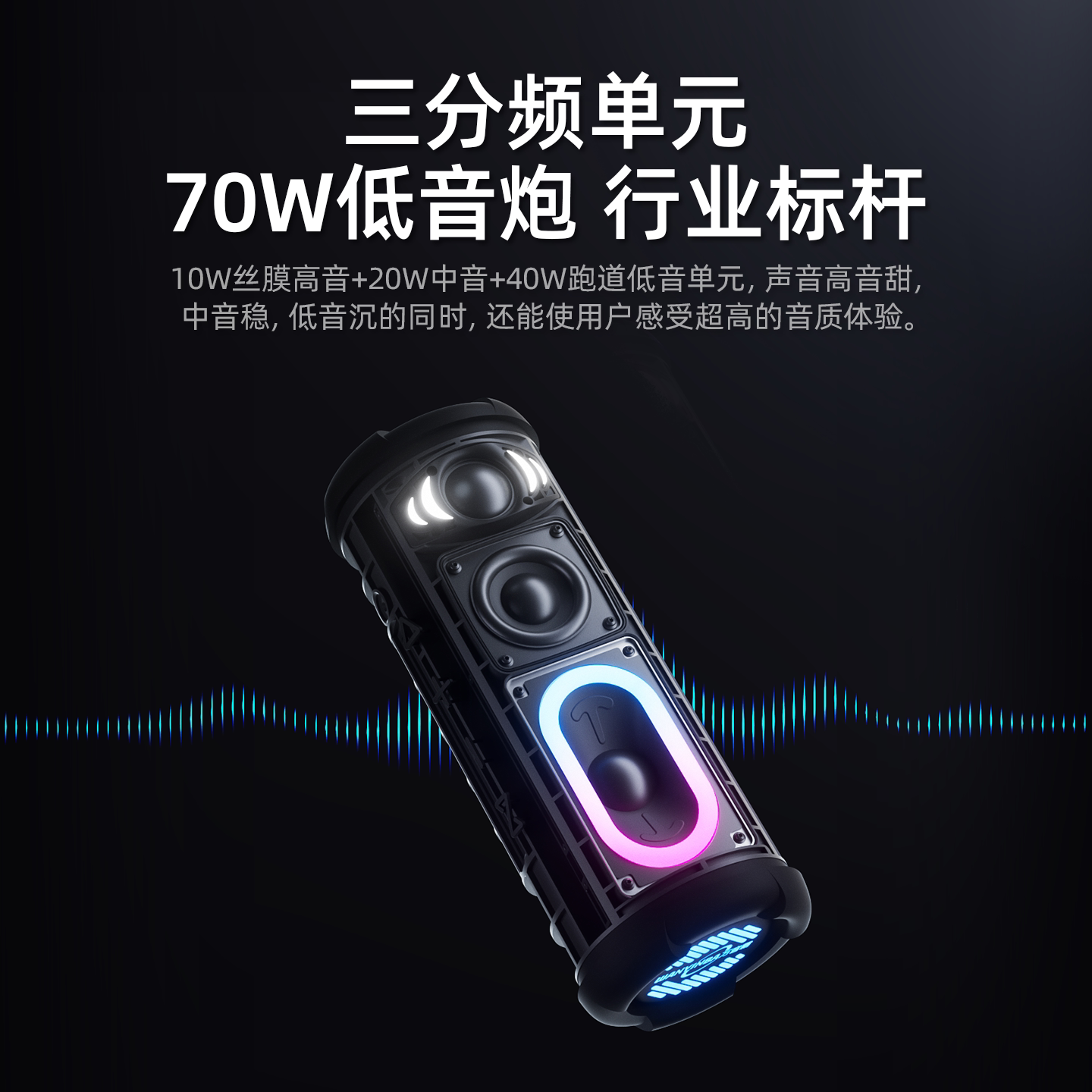 Трехполосный беспроводной Bluetooth-динамик Wanyinba M10 мощностью 70 Вт, тысяча юаней, высококачественный спортивный портативный аудиосистема