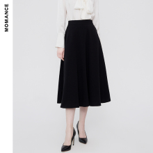 MOMANCE, an eight year old shop with three acetic acid matte, elegant workplace commuting, large swing umbrella skirt, high waist skirt, mid length A-line skirt