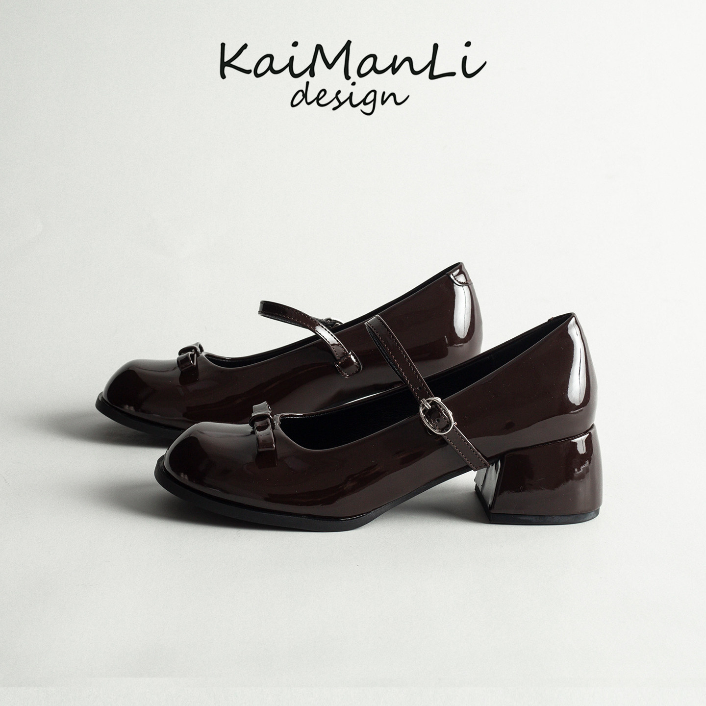 Women's genuine leather French retro Mary Jane shoes, versatile round toe with single strap for spring...