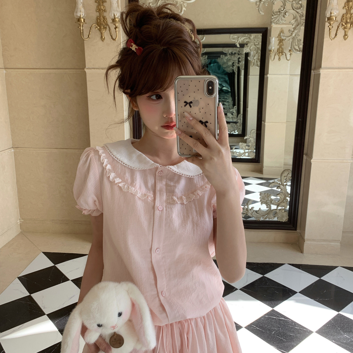 Forest girl tribe sweet style short sleeved dress for women new pure cotton doll collar waist cinching and flesh covering design short skirt for summer
